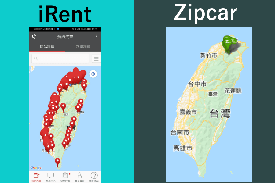 iRent Zipcar 比較
