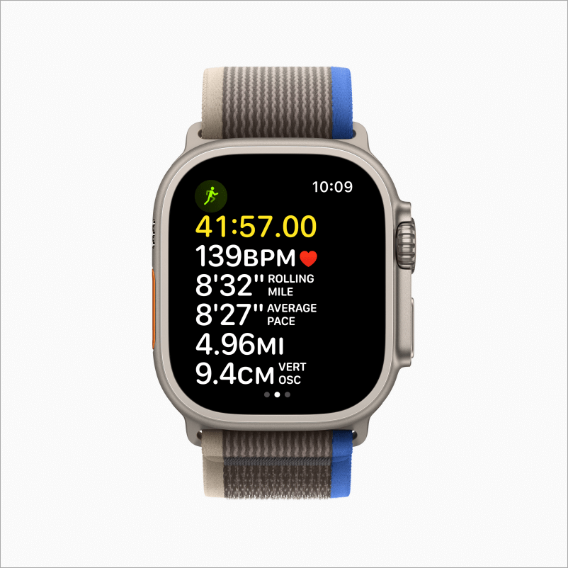 Apple Watch Ultra 的大顯示器可一次呈現六項指標