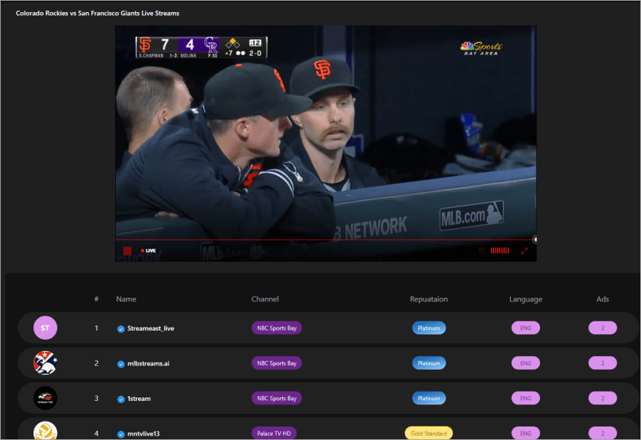 MLB 免費直播網站